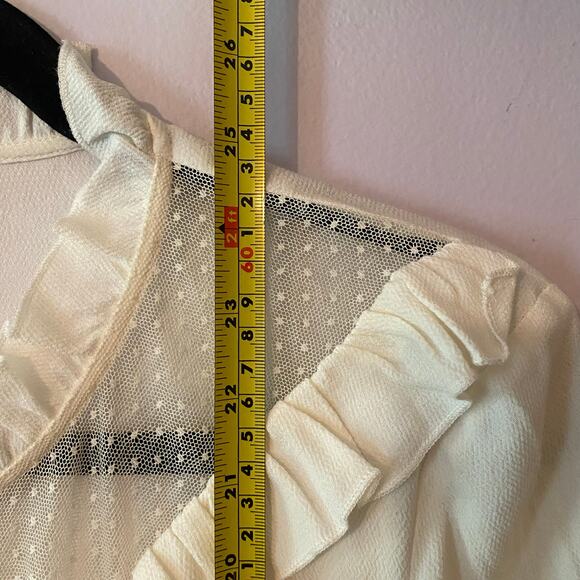 Pablo White Ruffle Button Down Blouse French Viscose Lightweight Women's size 38 - Picture 8 of 10